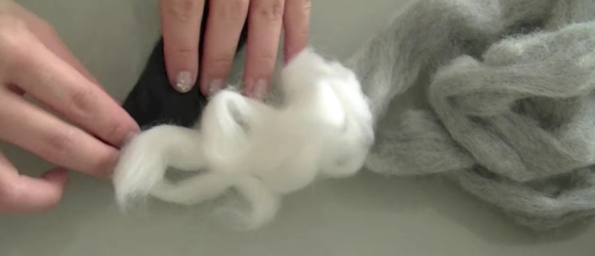 Felting wool grey white black