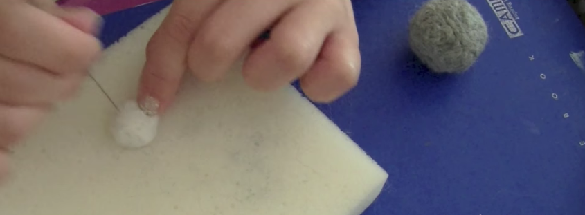 make smaller ball with white felting wool