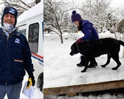 Mail man builds ramp so a senior dog on his route can come greet him again