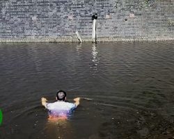 Man jumps into canal to save cat