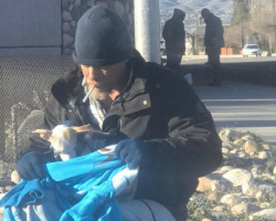 Homeless Man Finds Tiny Dog Dumped On Side Of Highway – Decides To Do The Kindest Thing Ever