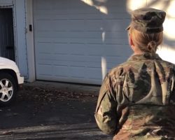 Army Mom Returns Home And Waits By The Door Calling For Her Dog