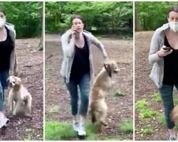 Lady Chokes & Drags Her Dog In Angry Rage When Man Asks Her To Put Leash On Him