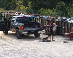 Woman Drags Dog In Crate Over To The Dumpsters To Leave Him For Good