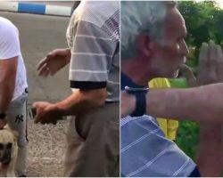 Despicable Man Drags Dog By Rope From Motorbike And Guy Gets In Owner’s Face