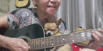 Woman Picks Up The Guitar To Serenade Her Dog, And He Cuddles Right Up