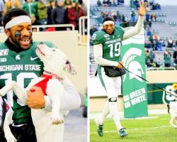 Football Star’s Parents Died In College, He Walks Out On Senior Night With Dogs