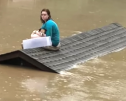 Teenager Saves Her Dog With A Makeshift Boat During Devastating Flood