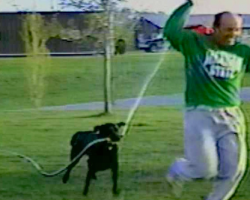Black Lab Wrestles The Hose Away And Turns It On His Owner