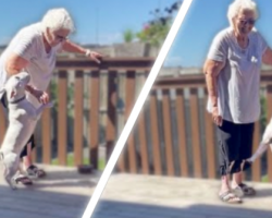 Dog Does His Best Dance When Grandma Comes Around