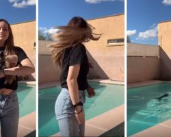 Girl’s Dancing On Video When Her Attention Turns To Dog Drowning In Background