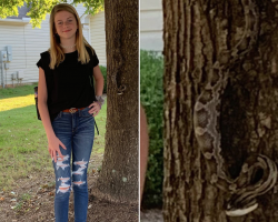 Middle schooler has her back-to-school picture photobombed by an unexpected guest