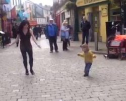 Adorable Toddler Sees A Woman Irish Dancing In The Streets And Decides To Join In