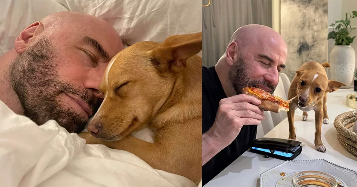 John Travolta shares adorable photos of him with rescue dog Peanut