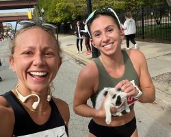 Marathon runner stops to rescue scared stray kitten on side of course
