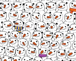 Find The Panda Hiding Among The Snowmen In This Holiday Puzzle