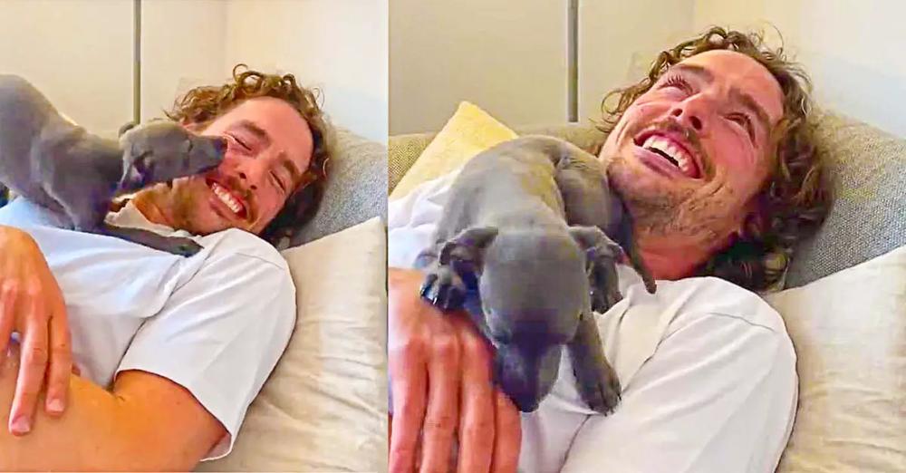 Man Who Has Never Had a Dog Meets His New Puppy For The First Time