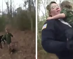 Missing boy comes sobbing out of the woods with a loyal companion who never left his side