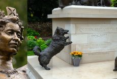 Newly-unveiled statue of Queen Elizabeth II includes her beloved pet Corgis