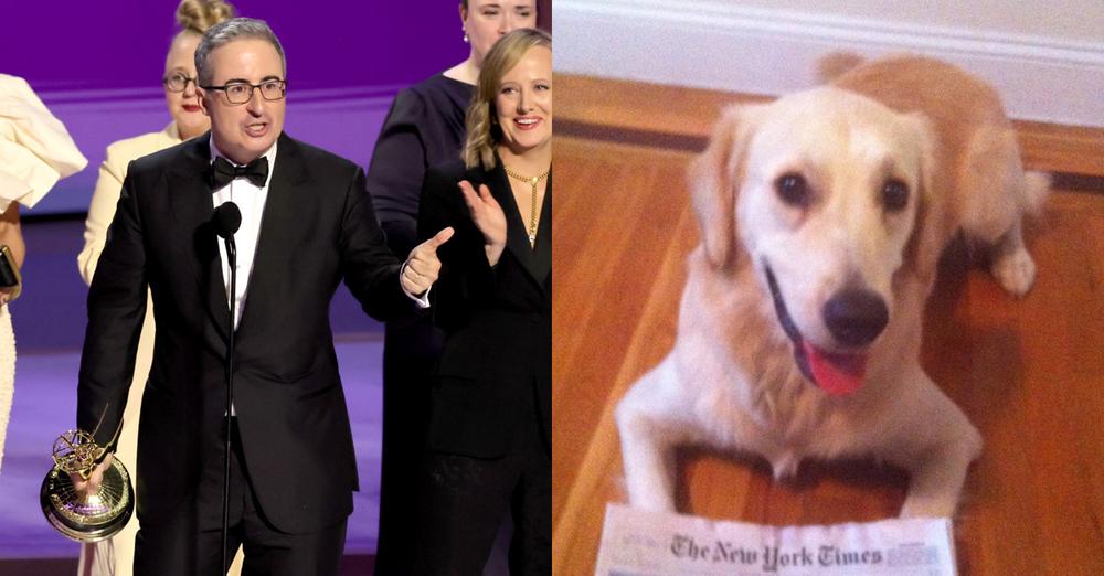 John Oliver dedicates Emmy win to his late dog — and all dogs everywhere: “You all deserve a treat”