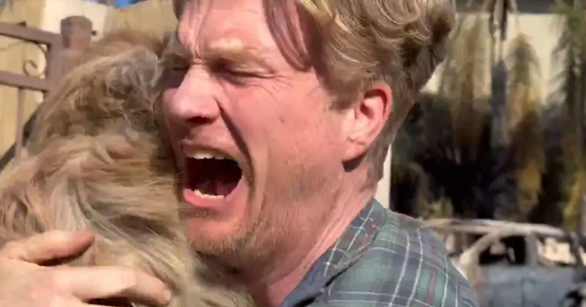 Man reunites with dog 5 days after wildfire devastation