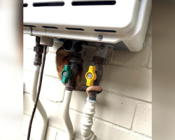 Scared Little Baby Clings To Water Heater, Hoping His Mom Will Come Back