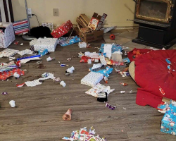 Family Comes Home to Find Every Christmas Gift “Opened” — and the Dog Is Very Proud